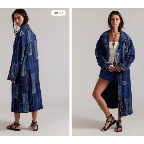 Cappotto denim patchwork