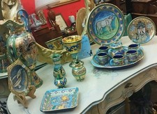 Lotto 16 PZ+2 Omaggi Stile Bizantino Ceramica Artistica Deruta In Oro Zecchino 