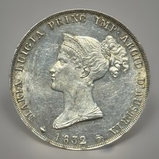 5 LIRE 1832 Su 15 MARIA LUIGIA PARMA GIG. 7a RR QFDC