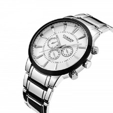 CURREN OROLOGIO SEMPLICE MODA UOMO ACCIAIO OROLOGIO DA POLSO QUADRANTE NERO