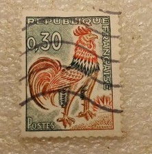 FRANCOBOLLO REPUBBLICA FRANCESE-GALLO-0,30FR-1963