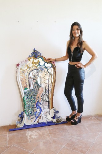 Antico specchio smaltato - specchio,