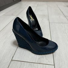 Yves Saint Laurent Vintage YSL Scarpe Da Donna In Vernice Piattaforma Tacco  35