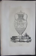 1856 VASO ETRUSCO zincografia La Farina Vajani ceramica etrusca etruscan pottery