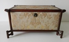 Antica vecchia scatola cinese in legno duro e seta ancient old Chinese box 