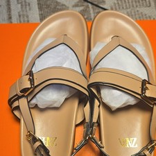 Zara Beige Buckle Accent Flat
