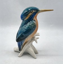 Sculpture figurine oiseau Martin pêcheur porcelaine de Saxe signé Karl Ens XXème