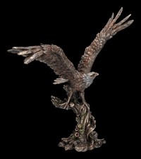 Aquila Figura Con Diffusione di Oscillazione Animale Decorativa IN Bronzo 19cm