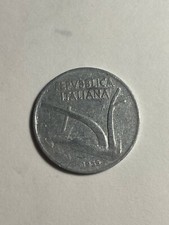 Moneta da 10 Lire Italia anno 1955 Spiga Aratro rarissima manca sigla del conio