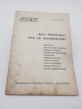 Manuale officina Fiat dati principali per riparazioni varie parti meccaniche '68