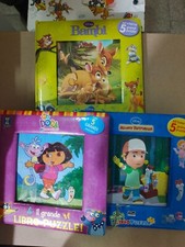 LIBRO PUZZLE Bambi Manny Tuttofare Dora l'Esploratrice lotto 3 libri