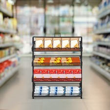 Espositore 4 Livelli Stand Ferro Vendita Snack Alimenti Scaffale Caramelle per Posto Snack