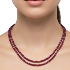 Collana 2 fili rubini naturali