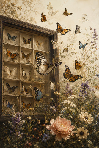 Poster floreale farfalla