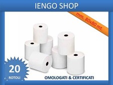 20 ROTOLI TERMICI MM.80 X 80 METRI - CARTA CERTIFICATA DI ALTA QUALITA'