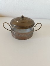 Vecchia zuccheriera formaggiera in stile liberty ottone e vetro