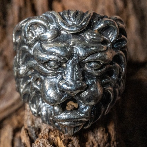 Leone testa 925 anello argento - leone,