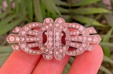 Spilla clip doppio abito duetto argento sterling art deco marcata fatta a mano