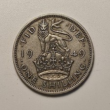 Regno Unito 1 scellino, 1949 Stemma inglese, leone in piedi in cima  [0223]