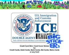 Distintivo parodia agente ICE Dubl pelle carta di credito adesivo SMART pellicola fustellata decalcomania