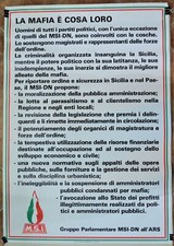MANIFESTO ORIGINALE DESTRA NAZIONALE MSI ANNI 80 LA MAFIA E' COSA LORO SICILIA