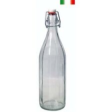 BOTTIGLIA COSTOLATA IN VETRO BOTTIGLIA CON TAPPO ERMETICO PER ACQUA VINO 1 LT