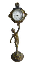 IDEA ARREDO OROLOGIO DA TAVOLO STATUINA BRONZO SCULTURA VINTAGE VEGLIA