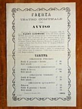 1875-FAENZA Teatro Comunale. Tariffe dei palchi-Luigi Monti-Fanny Sadowscki