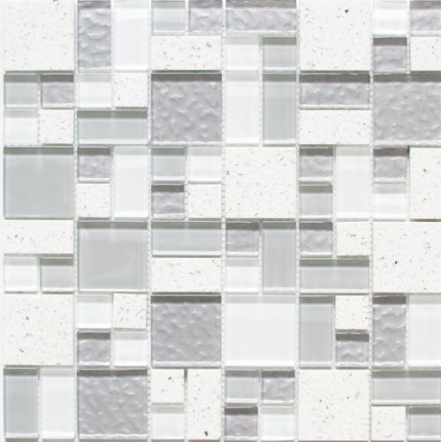 Mosaico bianco grigio mix - mosaico, bianco/grigio