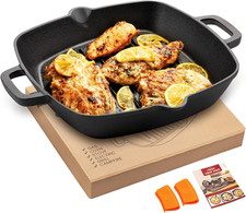 Padella in Ghisa Pre-Stagionato - Pentola Utensili Da Cucina Con Due Manico per 