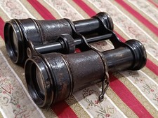 antico 1900 R. TREUER BERLIN BINOCOLO DA UFFICIALE MILITARE CON BUSSOLA vintage