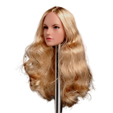 Modellino corpo 1/6 testa di donna PVC intagliato scultura riccioli biondo beauty fit PH
