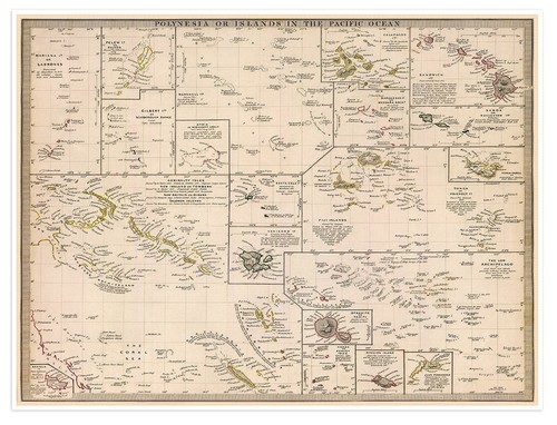 Elegante mappa polinesia - mappa, isole