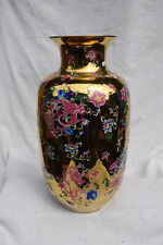 Vaso Antico Cinese Giapponese dorato Vintage Fatto E Pitturato A Mano 