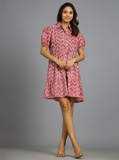 Donna Prendisole Manica Corta Casual Cotone Stampato Abito Estivo Abito Tunica