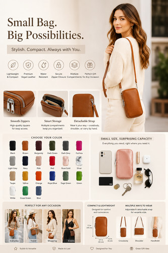 Borsa donna mini telefono vera