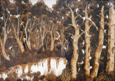 QUADRO dipinto a spatola BOSCO della SARDEGNA  arte  cm  48x65 firmato 1976