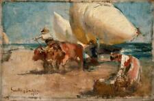 Escena de Playa Joaquin Sorolla 1899 arte spiaggia costiera impressionista spagnola
