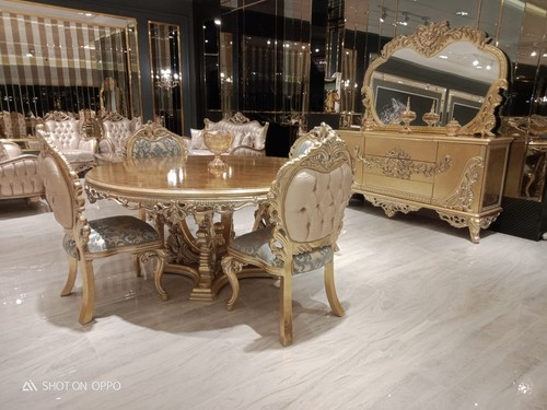 Goldener runder esstisch - goldener,