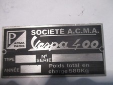 Targa targa Vespacar Vespa 400