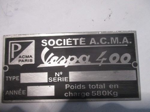 Targa vespacar vespa 400 - vespa,