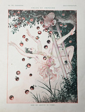 Antica Stampa da Rivista Francese La Vie Parisienne FRUITS ET PRIMEURS A. Vallée