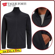 felpa uomo TAGLIE FORTI senza cappuccio con cerniera zip da 3xl a 8xl Jack Jones