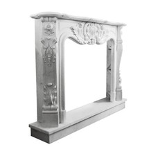 Camino in Marmo Carrara Scolpito Decoro Luigi XVI Marble Fireplace Frame L.150