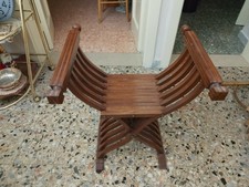 VECCHIA ANTICA POLTRONA SAVONAROLA LEGNO     (  DA  RESTAURO)