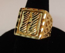 Da Uomo 14KT Placcato Oro Bling Lettera H Iniziale Hip Hop Anello -taglie 8-13