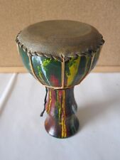 Bongo in terracotta e pelle vintage tamburo etnico djembe decorato a mano