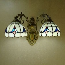 Applique da parete stile Tiffany vetro colorato libellula lampada da parete decorazione luce vintage