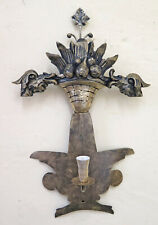 VECCHIA APPLIQUE DA PARETE IN FERRO BATTUTO FORGIATO A MANO LUCE MURO CH15
