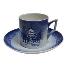 Tazza Piattino ROYAL COPENHAGEN Natale 1979 Porcellana Blu Danimarca Annuale !!